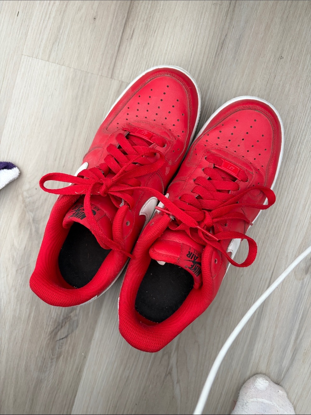 Nike Red and White Low-Top Sneakers